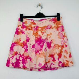 PINK Women's XL Mini Skort Pink Orange Tie-Dye Wrap Waist Mini A-Line NWT BF25
